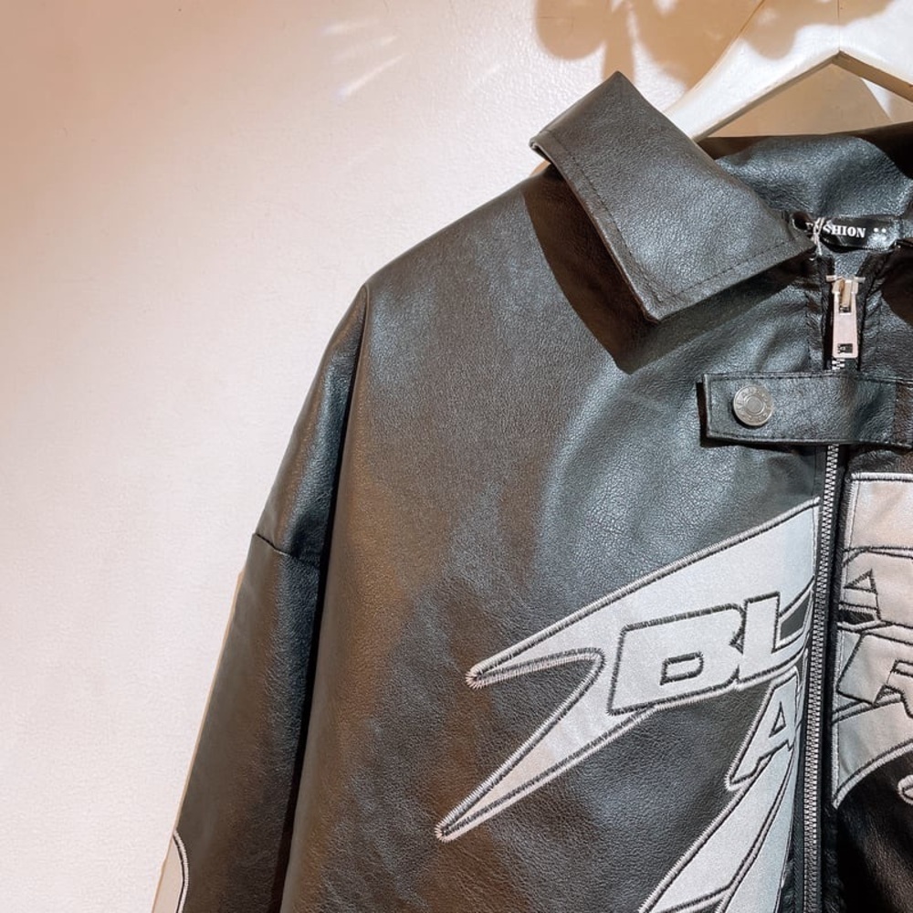 Black Graphic Bomber Jacket​ - Picture 2 of 3